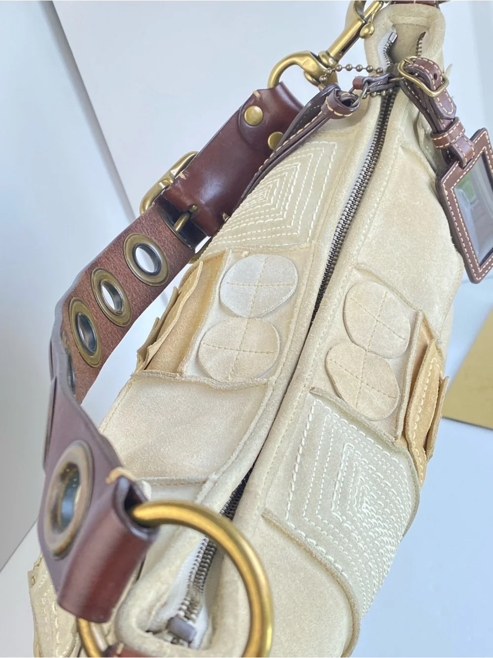 Coach XL Y2K Limited Edition Suede Patchwork Mosaic Shoulder Tote Bag - Picture 6 of 16